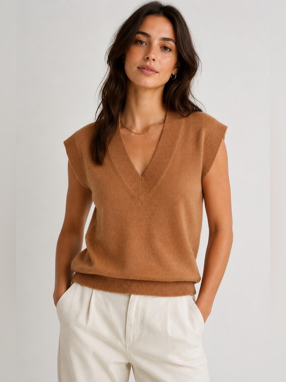 Essentiel Antwerp Altitude Sweater Vest– Size Medium- Camel- Excellent Condition